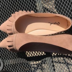 Qupid Blush Pink Ruffled Balllet Flats